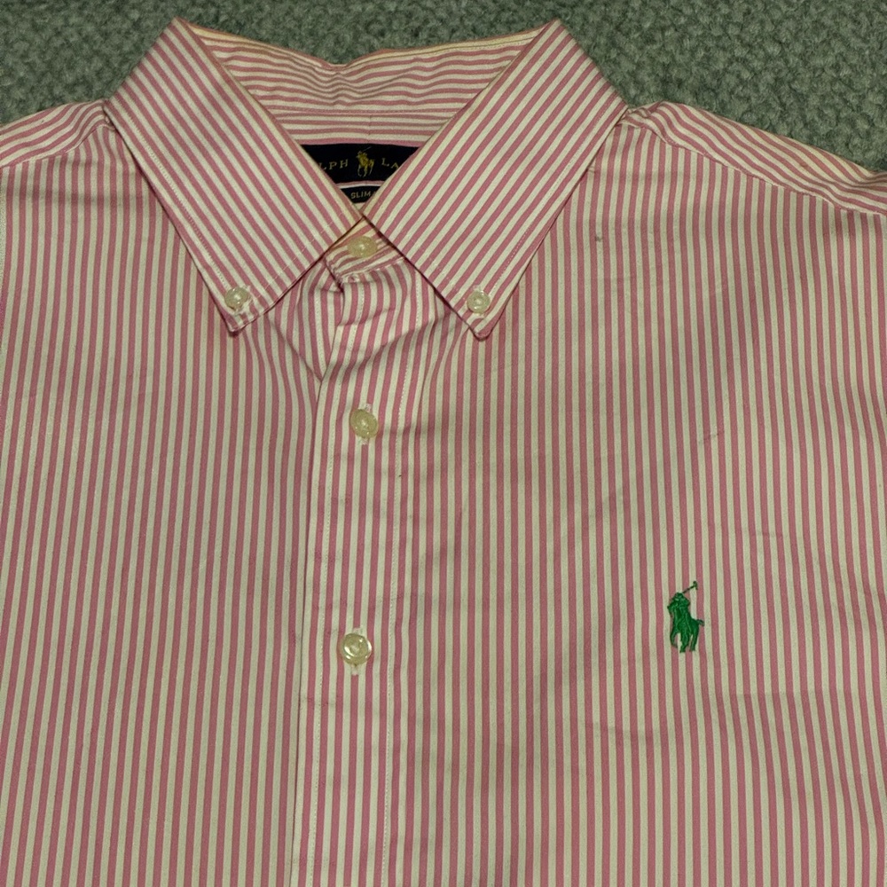 Ralph Lauren Men's Pink Striped Button-Down Shirt